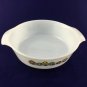Vintage Fire King Milk Glass Floral Design Casserole Dish 1.5 Qt Ovenware