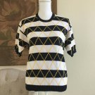 Johns New York Womens Diamond Pattern Knit Sweater Petite S Hand Embroidered