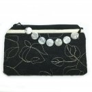 Jeweled Clutch Women Fashion Black Wristlet With Embroidered Fabric - New Jeweled Clutch Women Fashion Black Wristlet With Embroidered Fabric - New