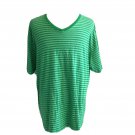 Beverly Hills Polo Club T Shirt Striped Green V Neck Short Sleeve Size XXL