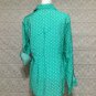 Van Heusen Polka Dots Button Down Blouse Work Shirt Sz L Green, Roll Tab Sleeve