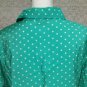 Van Heusen Polka Dots Button Down Blouse Work Shirt Sz L Green, Roll Tab Sleeve