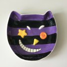 Ceramic Striped Cat Halloween Small Treat Dish by Vanson 5" Wide 4.75" High