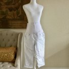 Blue Spice Maternity White Capri Jeans Pants  Size M Full Belly Inseam 18 inches