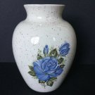 Vintage Grandmillennial Style Small Floral Ceramic Vase Speckled Blue Roses 6" Vintage Grandmillennial Style Small Floral Ceramic Vase Speckled Blue Roses 6"