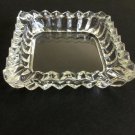 Vintage MCM Clear Cut Glass Ashtray Candy Dish Trinket Holder Mid Century Square