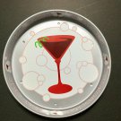 Vintage Cosmopolitan Round Metal Serving Tray 13 Inches Diameter