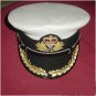 ROYAL NAVY OFFICER HAT CAP CAPT. Bullion Badge KING NEW