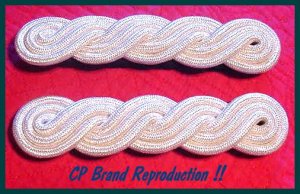 British Cord Epaulettes Shoulder Board Bullion Mylar SILVER NEW