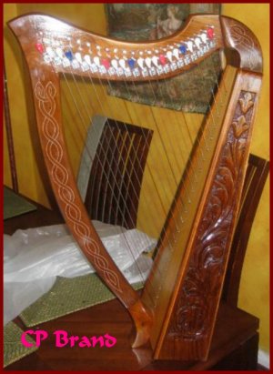 CP BRAND NEW 27 STRING 39" HARP W/ LEVERS FREE SOFT CARRY BAG TUNING KEY & SET OF EXTRA STRINGS