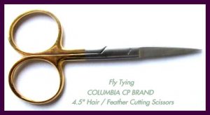 4.5" FEATHER CUTTING FLY TYING SCISSORS GOLD LOOPS F/SH