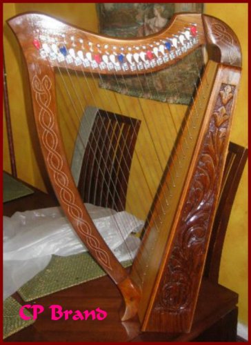 CP BRAND NEW 27 STRING 39" HIGH HARP WITH LEVERS FREE CARRY BAG , TUNING KEY & EXTRA SET STRINGS