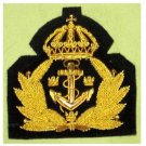SWEDEN NAVY OFFICER HAT CAP BADGE NEW HAND EMBROIDERED FREE SHIP IN USA CP MADE
