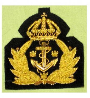 SWEDEN NAVY OFFICER HAT CAP BADGE NEW HAND EMBROIDERED FREE SHIP IN USA CP MADE