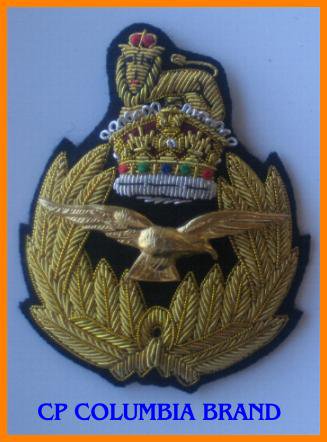 ROYAL AIR FORCE HAT CAP COMMODORE Bullion Badge KING CROWN - FREE SHIP IN USA