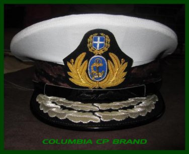 GREEK NAVY COMMANDER ADMIRAL RANK WHITE HAT CAP NEW Size 56, 57, 58, 59, 60, 61