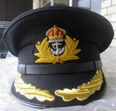 ROYAL NAVY OFFICERS HAT CAP CAPTAIN RANK BLACK NEW KING CROWN BADGE MOST SIZES