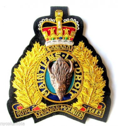 ROYAL CANADIAN MOUNTED POLICE BLAZER BADGE (1) NEW HAND EMBROIDERED CP MADE