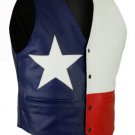 NEW TEXAS FLAG COLOR LEATHER VESTS 2019 STOCK ALL SIZES HI QUALITY CP BRAND