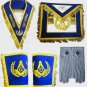 MASONIC REGALIA SET MASTER MASON APRON COLLAR CUFFS & GLOVES PAIR BLUE CP MADE