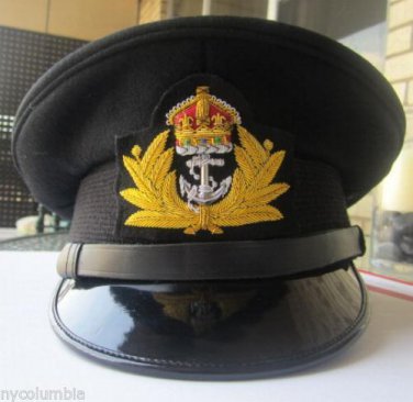 ROYAL UK NAVY OFFICERS HAT CAP BLACK NEW KING CROWN BADGE MOST SIZES HI QUALITY