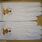 MASONIC REGALIA  SHRINER NEW DRESS WHITE GLOVES SET WITH EMBROIDERY CP MADE