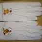 MASONIC REGALIA SHRINER NEW DRESS WHITE GLOVES SET WITH EMBROIDERY CP MADE