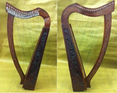 CP BRAND NEW 19 STRINGS HARP WITH LEVERS ROSEWOOD HAND CARVED FREE BAG & SHIP