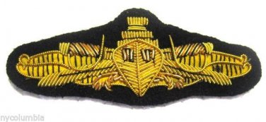 US SURFACE WARFARE NAVY OFFICERS HAND EMBROIDERED NEW GOLD BULLION BADGE CP MADE