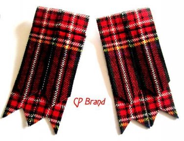 NEW ROYAL STEWART KILT HOSE SOCKS FLASHES FOR MEN HI QUALITY CP MADE FREE SHIP
