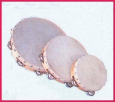 THREE (3) Church TAMBOURINES Set New Single Row Jingles Goat Skin Heads CP MADE