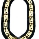 MASONIC REGALIA KNIGHTS TEMPLAR GOLD METAL CHAIN COLLAR BLACK VELVET - CP MADE