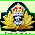 NEW UK ROYAL NAVY OFFICER HAT CAP CAPT ADMIRAL Bullion Badge KING CROWN CP MADE