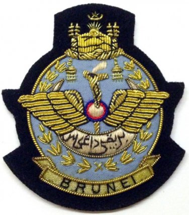 BRUNEI ROYAL AIR FORCE HAT CAP COMMODORE Bullion Badge - FREE SHIP IN USA
