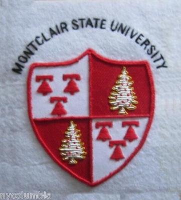 NJ MONTCLAIR STATE UNIVERSITY COLLEGE POCKET BADGE. CP COLUMBIA HAND EMBROIDERED