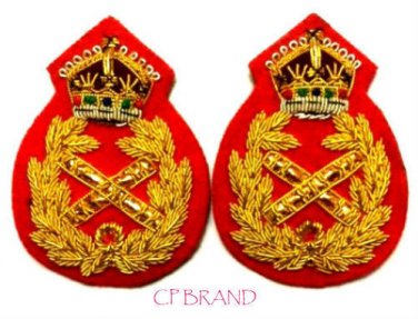 UK British Army Field Marshal General Uniform Rank Badge KING Crown Pair NEW