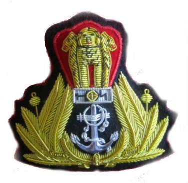 NEW INDIAN NAVY OFFICER HAT CAP BADGE HAND EMBROIDERED FREE SHIP IN USA CP MADE