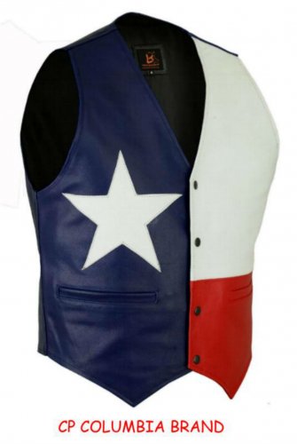 CP BRAND NEW TEXAS FLAG LEATHER VEST - NEW 2019 STOCK. MOST SIZES