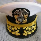 US NAVY COMMANDER ADMIRAL RANK WHITE HAT CAP AUTHENTIC NEW ALL SIZES - CP MADE