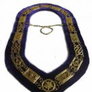 MASONIC REGALIA GRAND LODGE NEW GOLD METAL CHAIN COLLAR PURPLE VELVET CP MADE