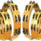 TAMBOURINES SET OF TWO (2) NEW HEADLESS 1st QUALITY TWO ROWS JINGLES - CP MADE