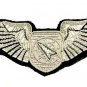US AIR FORCE BATTLE MANAGER OFFICER PILOT CHEST WING SILVER BULLION 3" CP BRAND