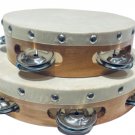 SIX SETS Church TAMBOURINES Size 6" & 8" - CP Brand Single Row Jingles Goat Skin