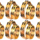 TWO 2 NEW WOOD HEADLESS TAMBOURINES SET  1st QUALITY DOUBLE ROWS JINGLES CP MADE