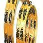TWO 2 NEW WOOD HEADLESS TAMBOURINES SET  1st QUALITY DOUBLE ROWS JINGLES CP MADE