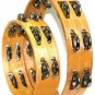 TWO 2 NEW WOOD HEADLESS TAMBOURINES SET  1st QUALITY DOUBLE ROWS JINGLES CP MADE