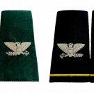 NEW GENUINE US ARMY SOFT SHOULDER EPAULETTES BULLION COLONEL RANK GREEN & BLACK