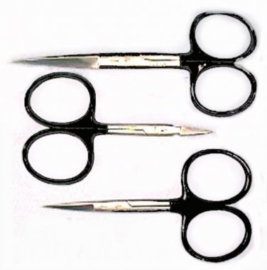 NEW THREE FLY TYING SCISSORS WITH TUNGSTEN CARBIDE TIPS - HI QUALITY - CP MADE