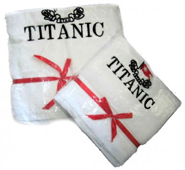 NEW TITANIC FIRST CLASS PASSENGER COURTESY FACE & BATH TOWELS SET - CP MADE