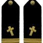 NEW US NAVY AUTHENTIC ENSIGN RANK CHRISTIAN CHAPLAIN HARD SHOULDER BOARDS PAIRS - CP MADE